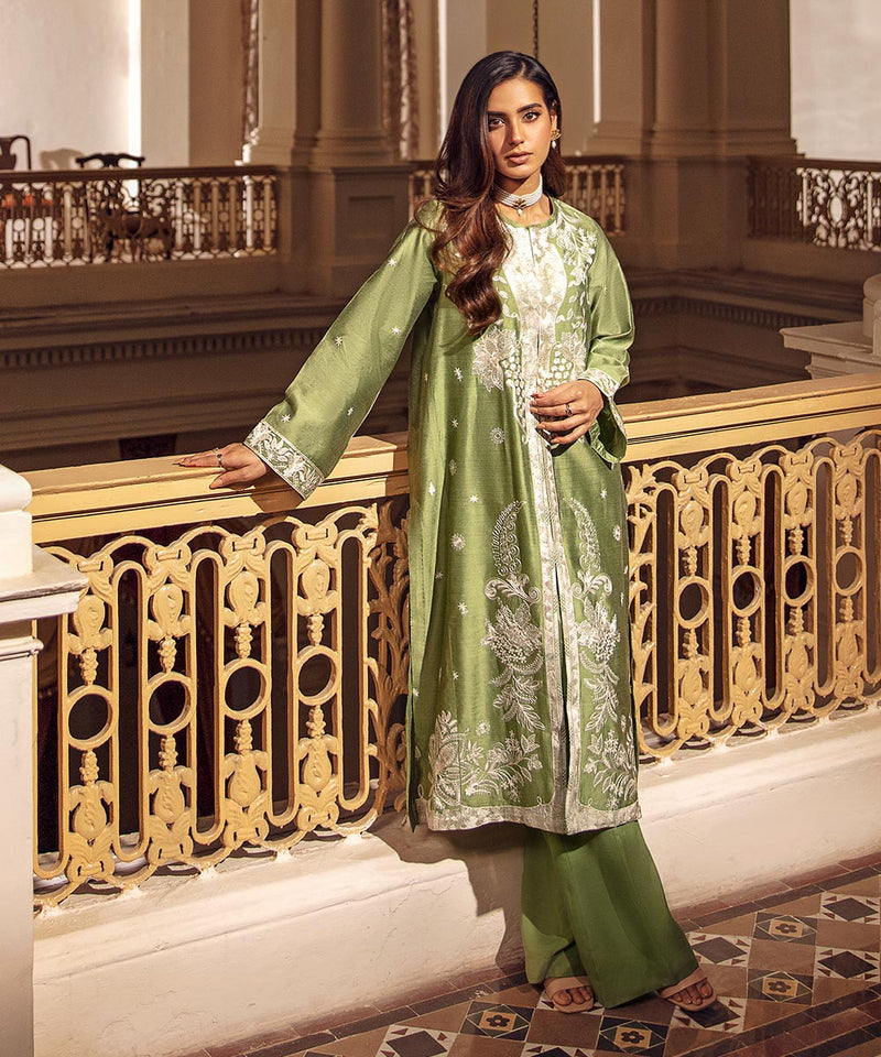2 Piece - Embroidered Cotton Net Suit