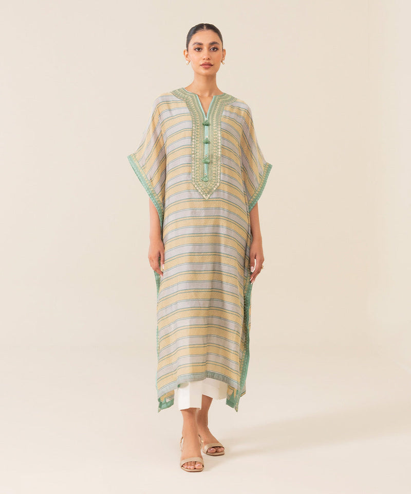 Embroidered Cotton Net Kaftan