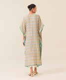 Embroidered Cotton Net Kaftan