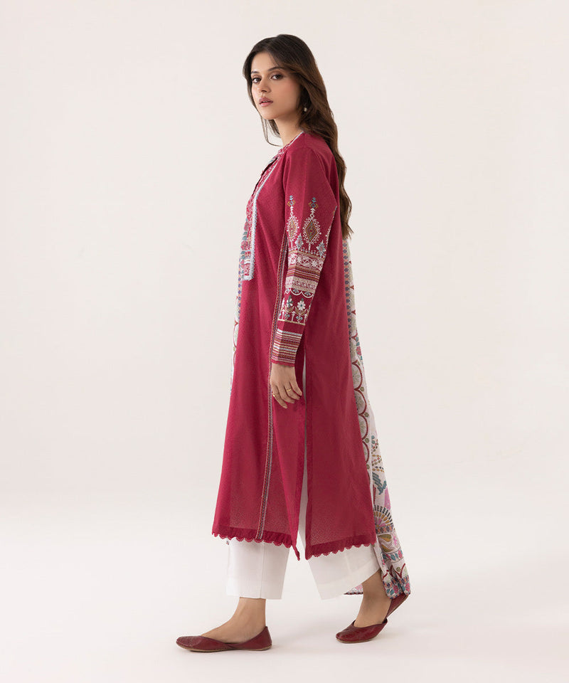 2 Piece - Embroidered Cotton Suit