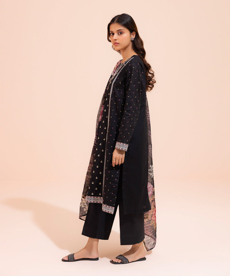 2 Piece - Embroidered Cotton Suit