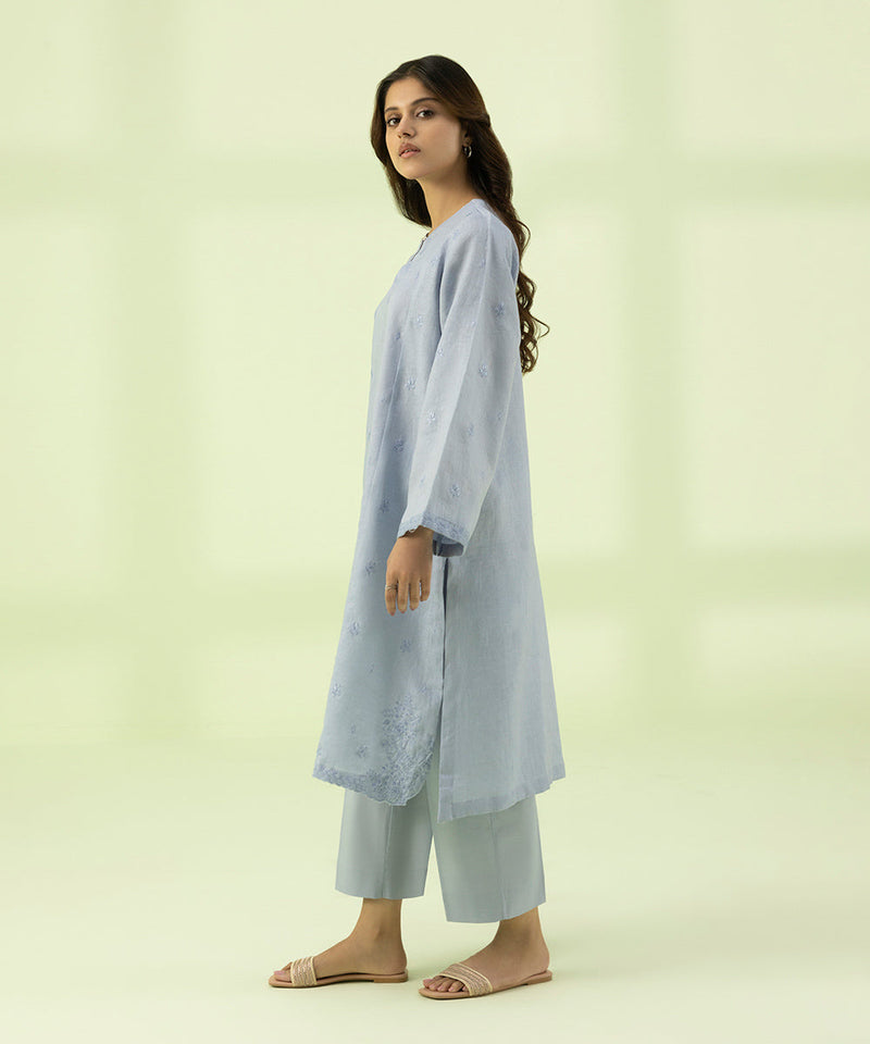 2 Piece - Embroidered Linen Suit