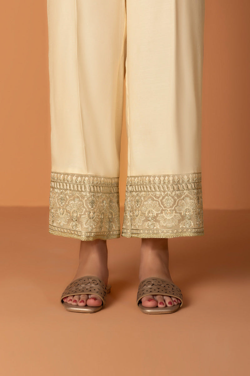 Embroidered Raw Silk Culottes