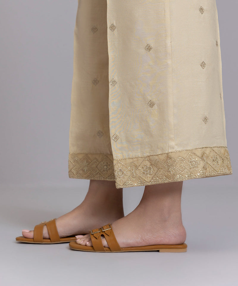 Embroidered Raw Silk Culottes