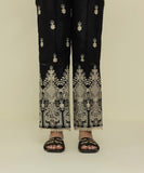 Embroidered Raw Silk Pants
