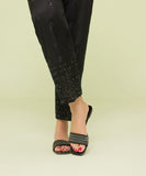 Embroidered Raw Silk Pants