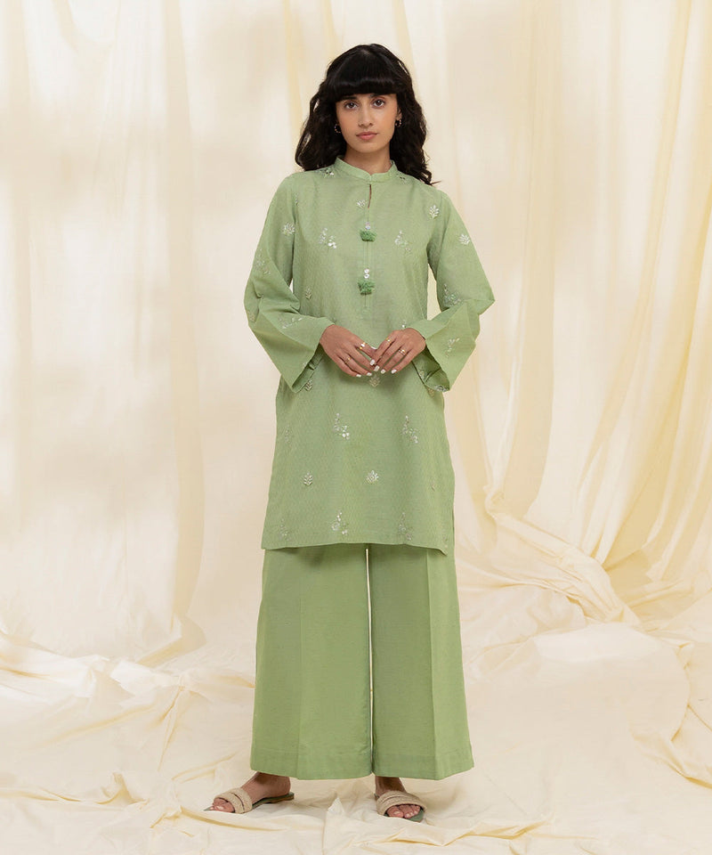 2 Piece - Embroidered Recycled Cotton Suit