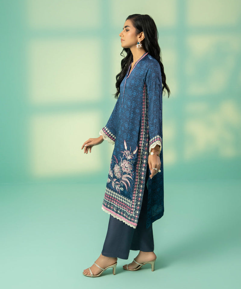 2 Piece - Embroidered Silk Suit
