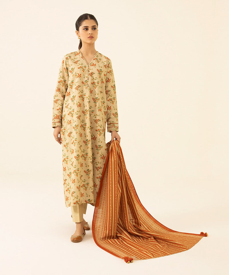 3 Piece - Printed Khaddar Suit