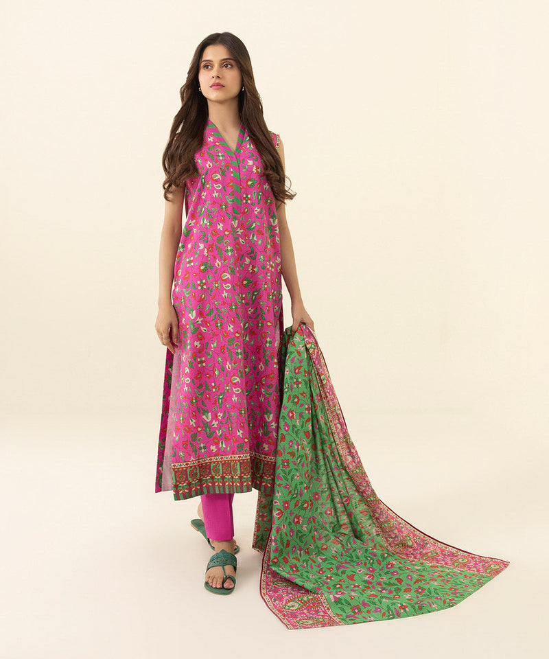3 Piece - Printed Khaddar Suit