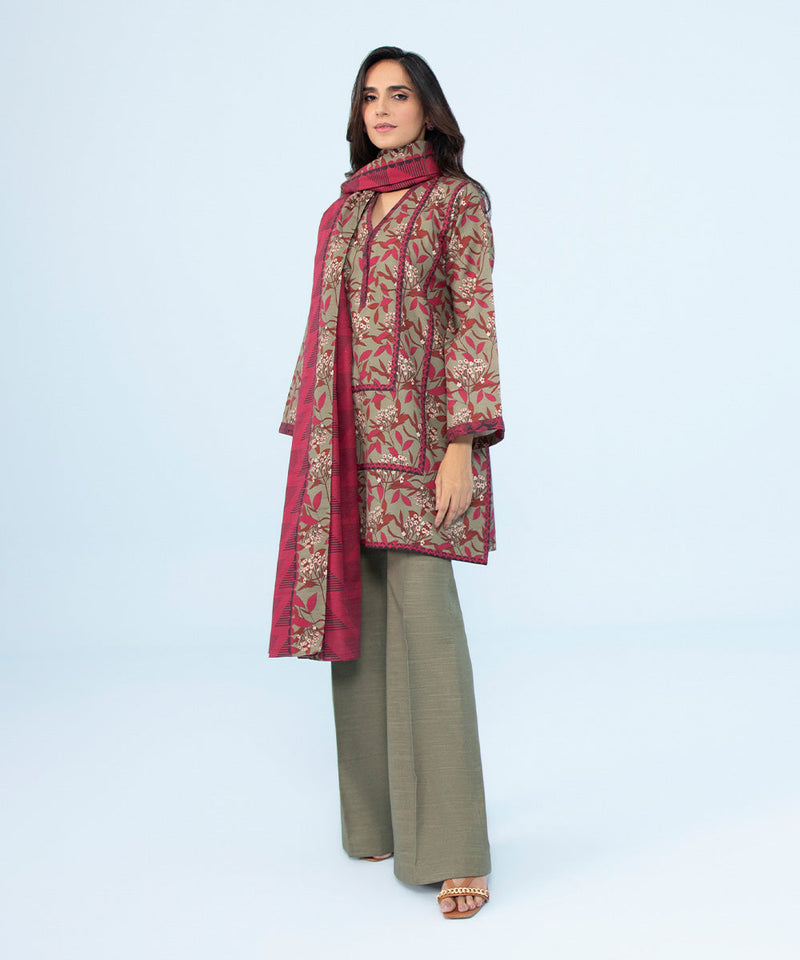 3 Piece - Printed Khaddar Suit
