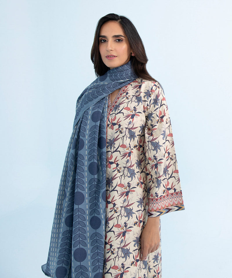 3 Piece - Printed Khaddar Suit