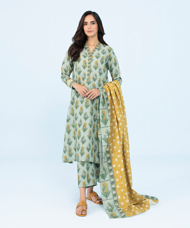 3 Piece - Printed Khaddar Suit