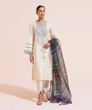2 Piece - Embroidered Cotton Satin Suit