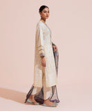 2 Piece - Embroidered Cotton Satin Suit