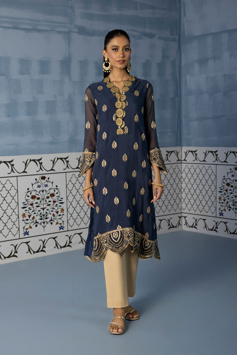 Embroidered Khaddi Net Shirt