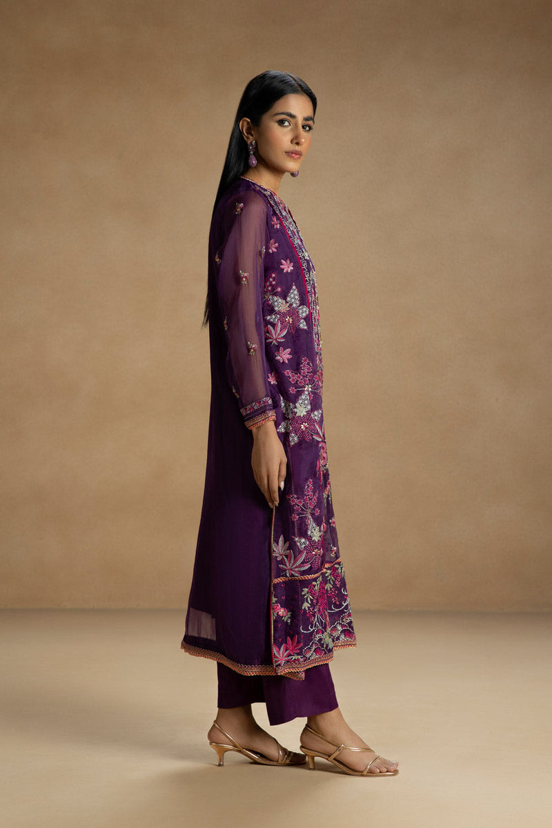 2 Piece - Embroidered Organza Suit