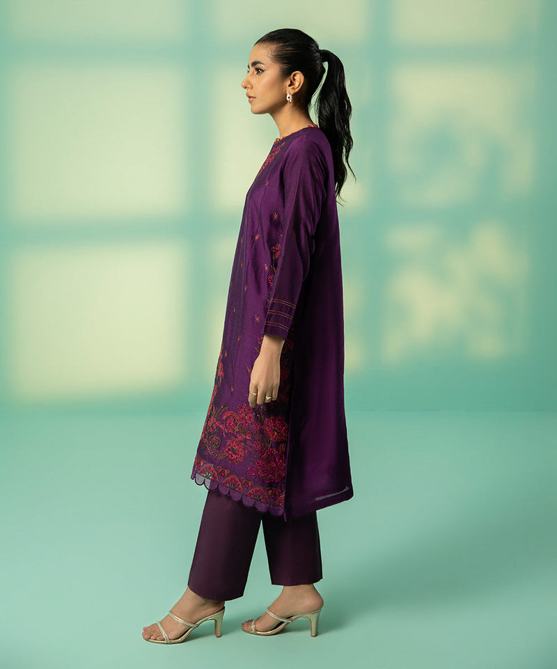 Embroidered Khaddi Net Shirt