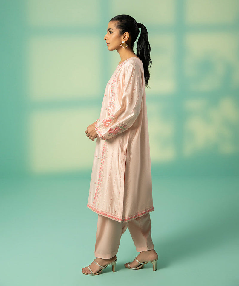 2 Piece - Embroidered Net Suit