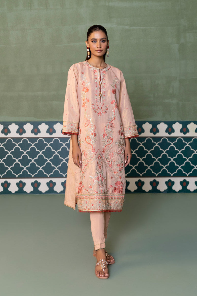 2 Piece - Embroidered Net Suit