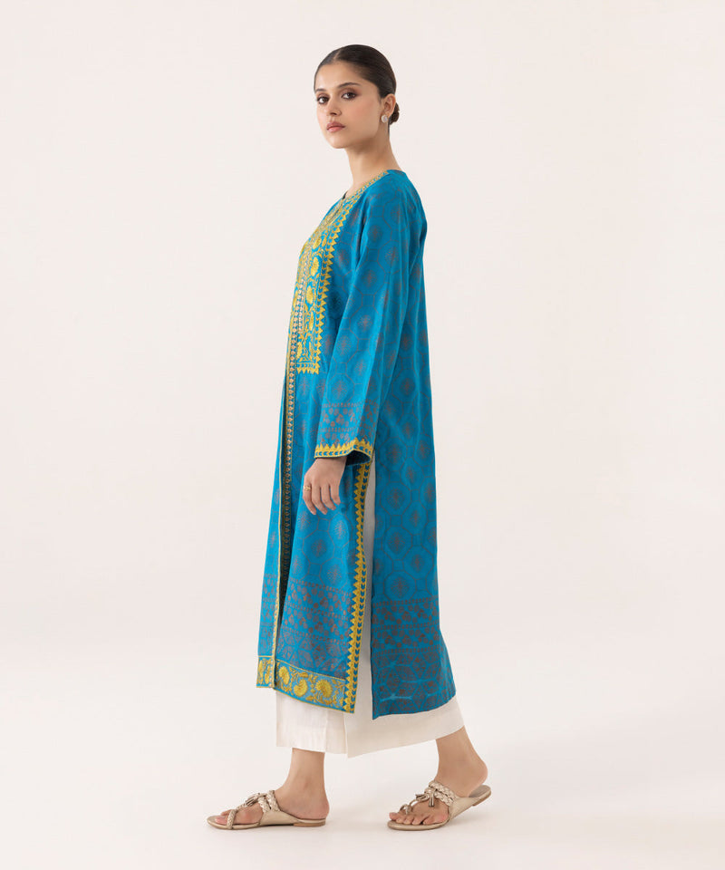 Embroidered Jacquard Front-open Shirt