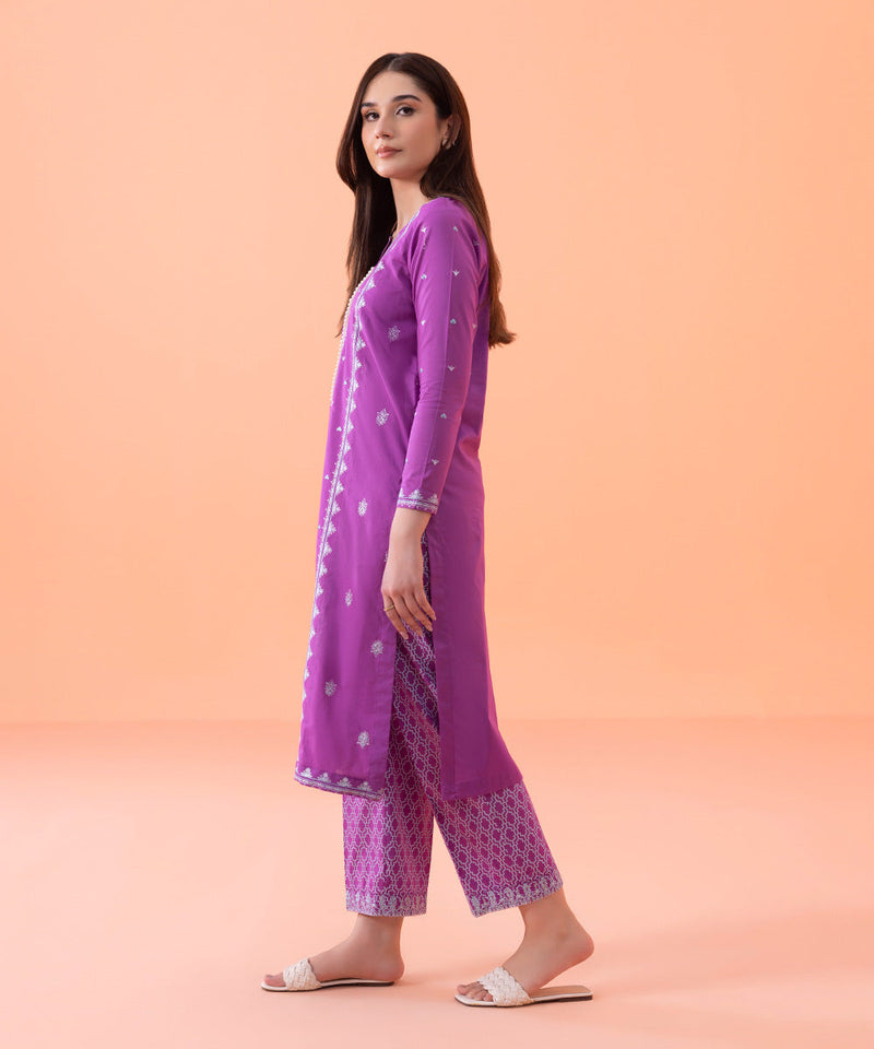 2 Piece - Embroidered Cambric Suit