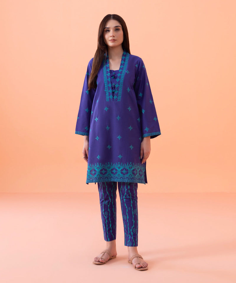 2 Piece - Embroidered Cambric Suit