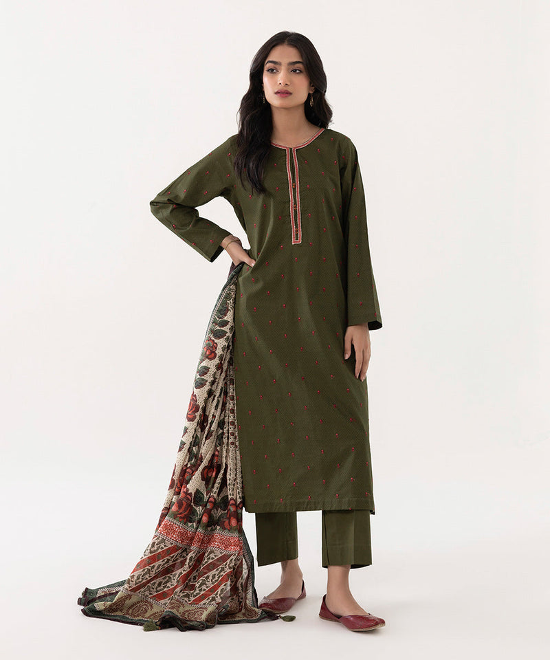 3 Piece - Embroidered Dobby Suit