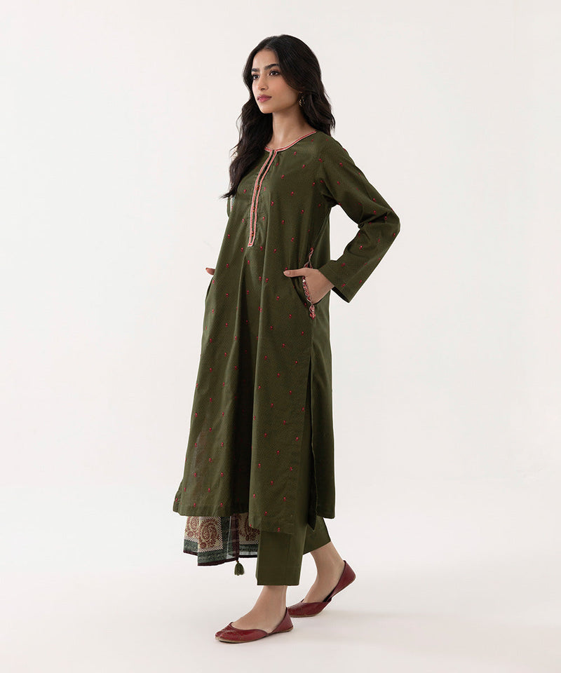 3 Piece - Embroidered Dobby Suit