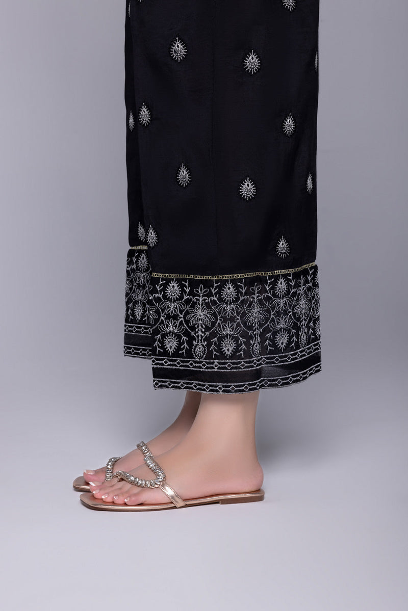 Embroidered Raw Silk Culottes
