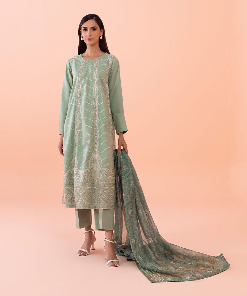 3 Piece - Embroidered Cambric Suit