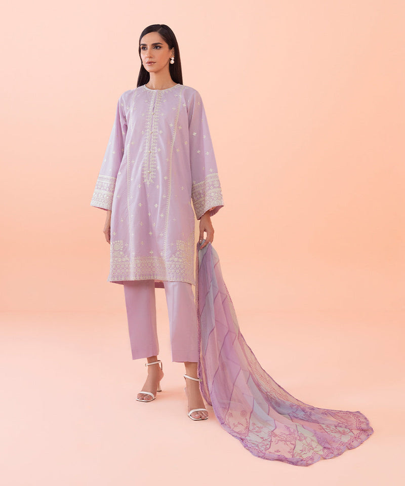 3 Piece - Embroidered Cambric Suit