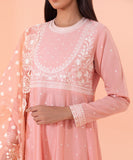 2 Piece - Embroidered Cotton Satin Suit