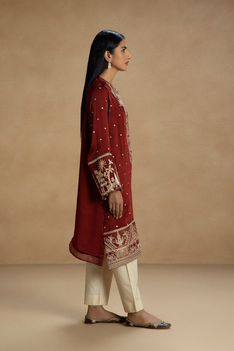 Embroidered Charmeuse Shirt