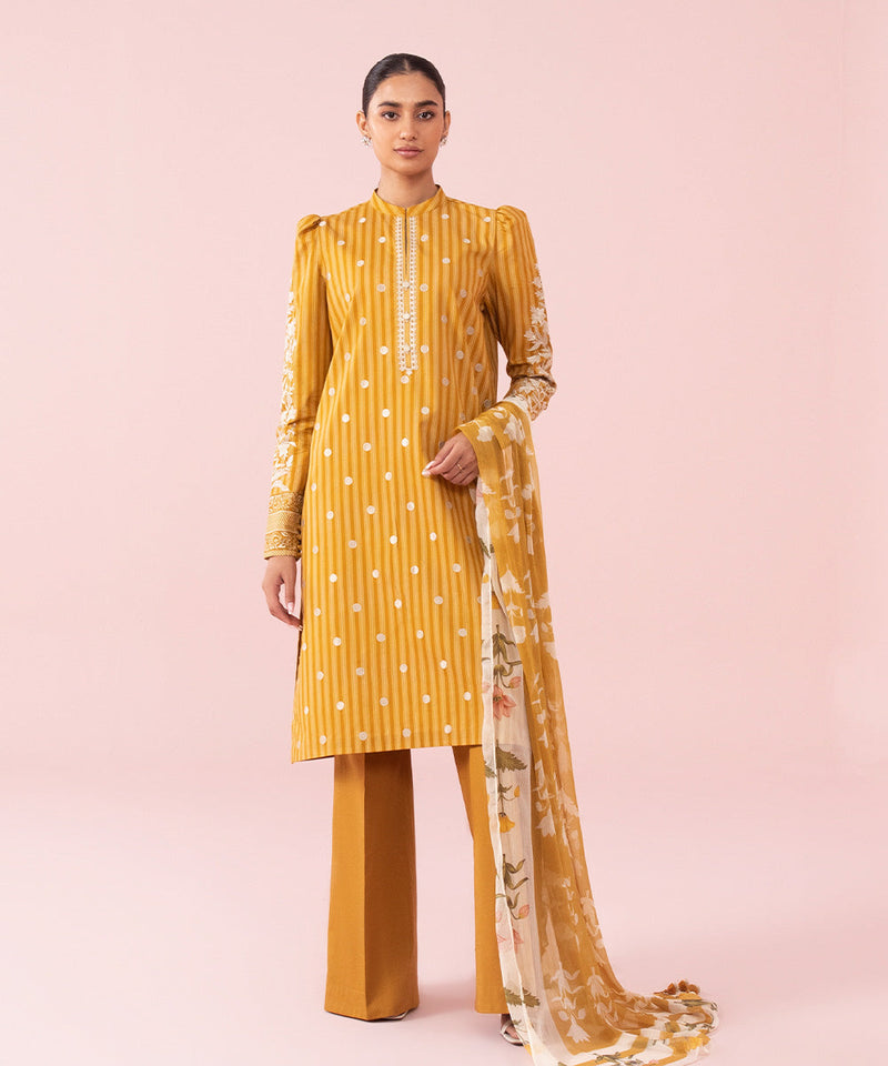 3 Piece - Embroidered Cambric Suit