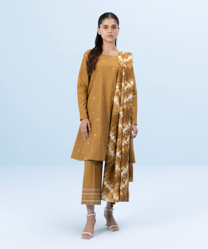 3 Piece - Embroidered Khaddar Suit