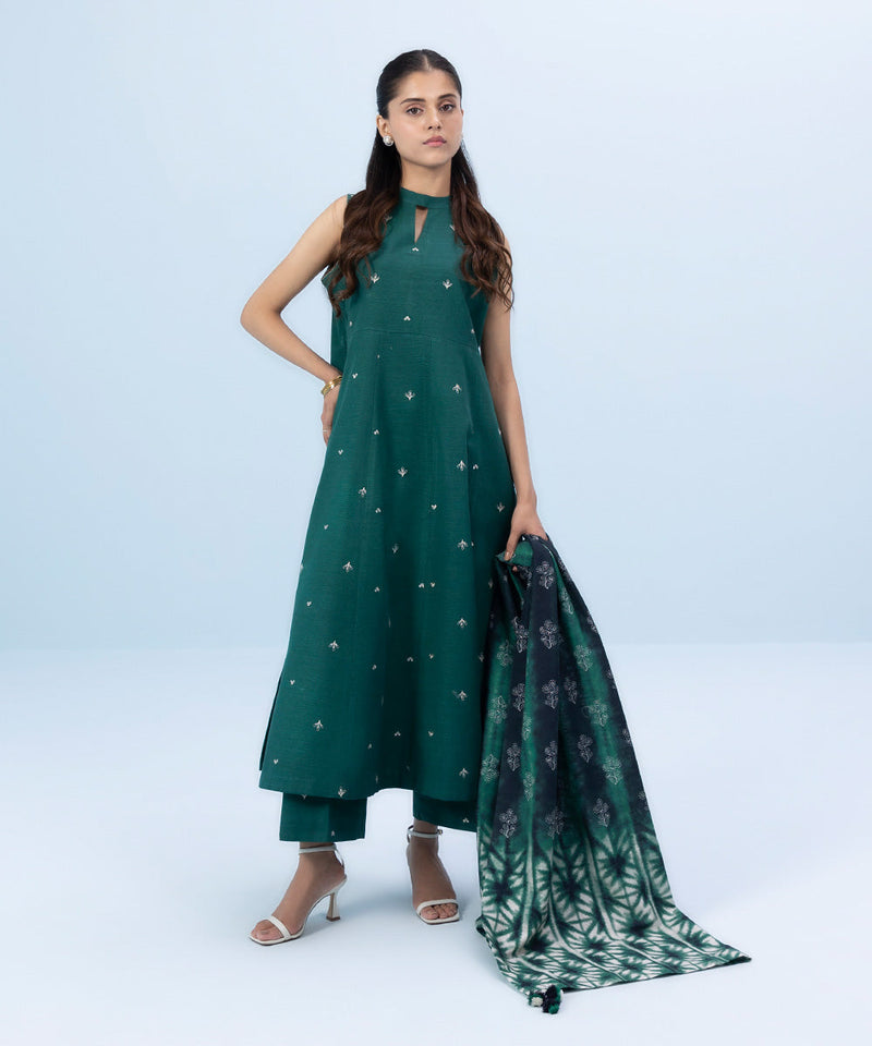 3 Piece - Embroidered Khaddar Suit