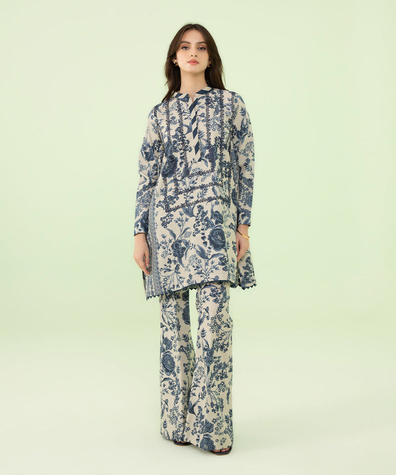 2 Piece - Embroidered Khaddar Suit