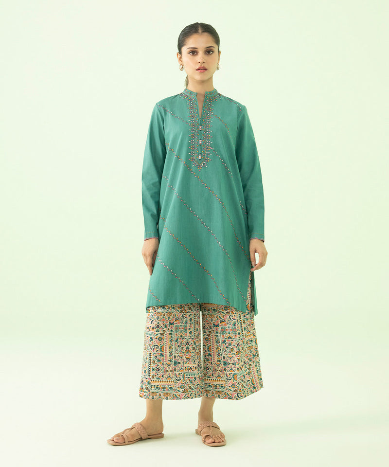 2 Piece - Embroidered Khaddar Suit