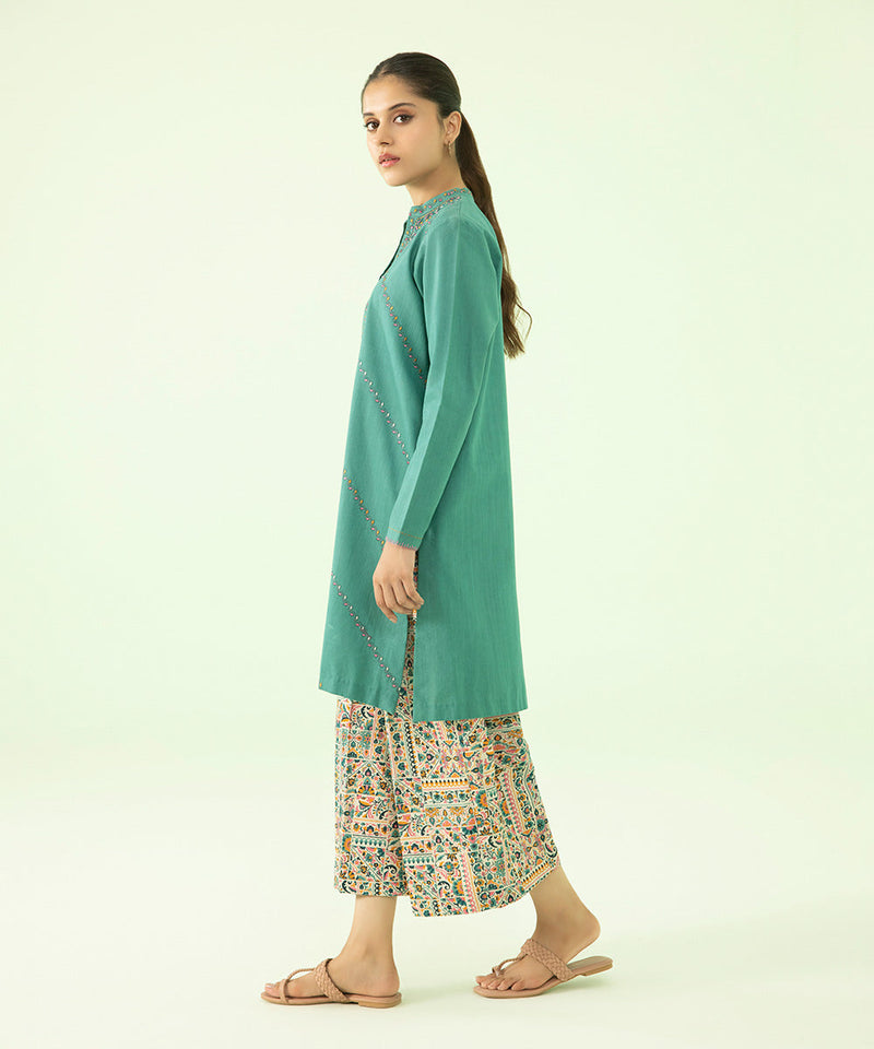 2 Piece - Embroidered Khaddar Suit