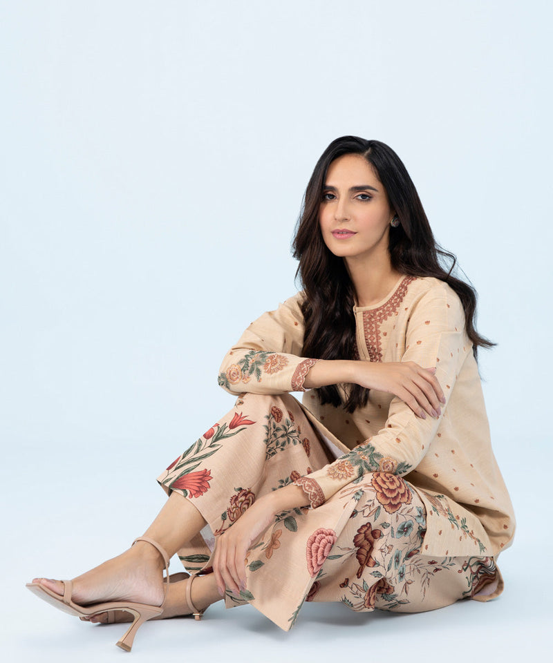 2 Piece - Embroidered Khaddar Suit