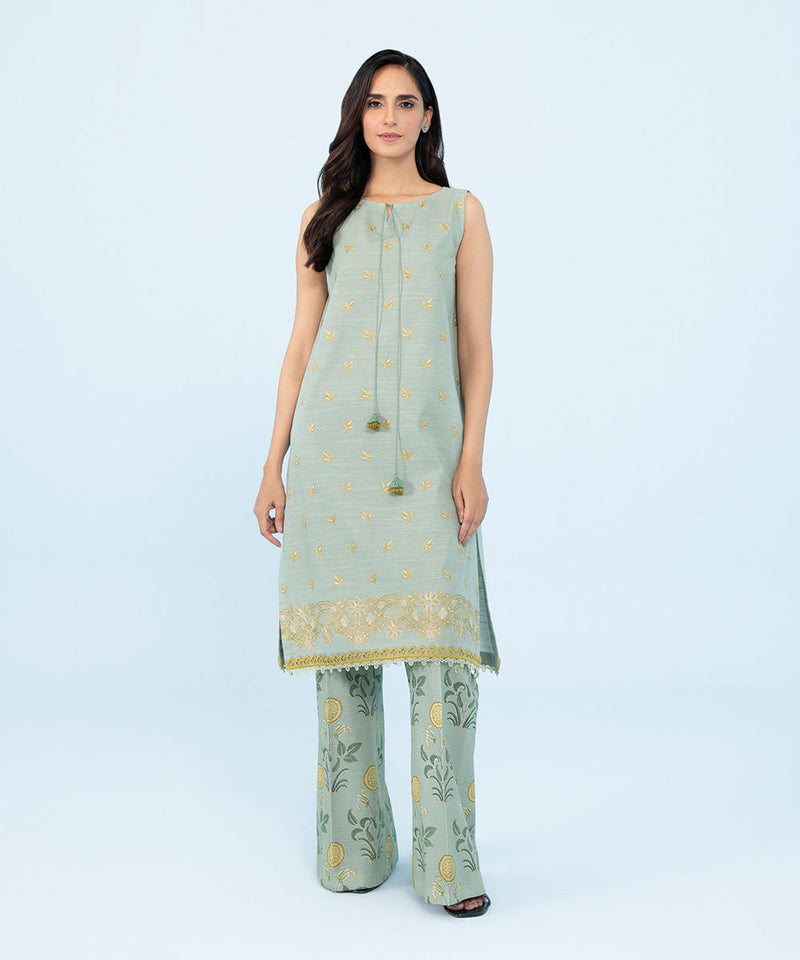 2 Piece - Embroidered Khaddar Suit