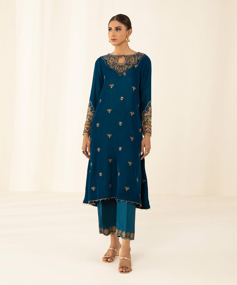 2 Piece - Embroidered Velvet Suit