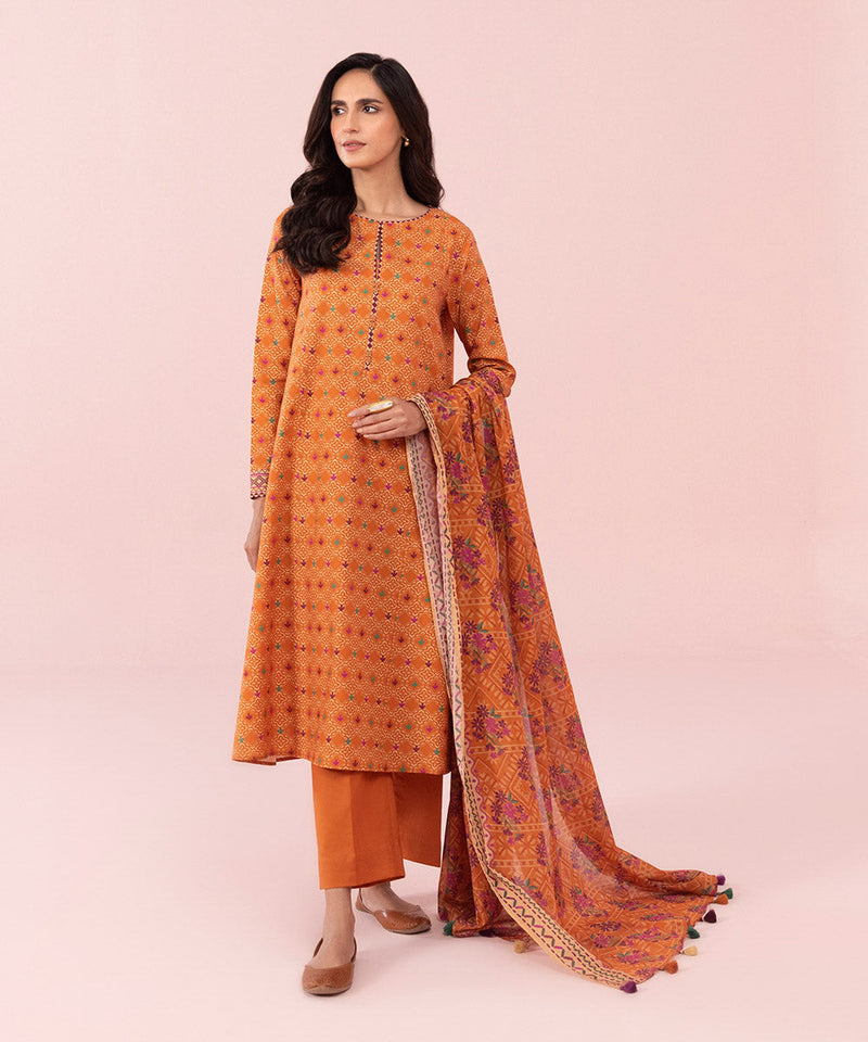 3 Piece - Printed Cambric Suit