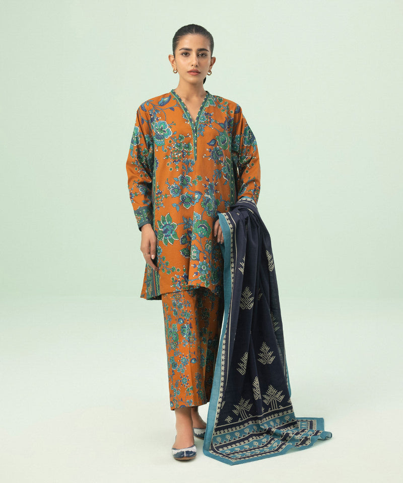 3 Piece - Printed Cambric Suit