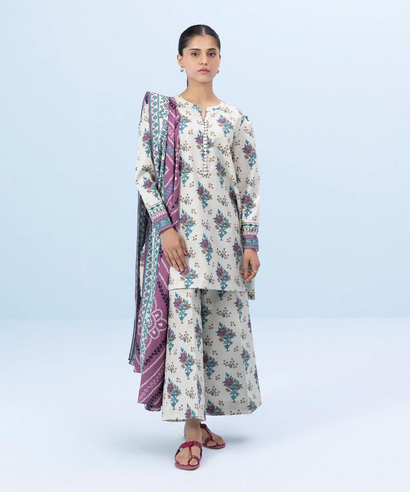3 Piece - Printed Khaddar Suit