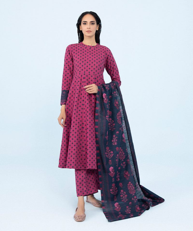 3 Piece - Printed Khaddar Suit