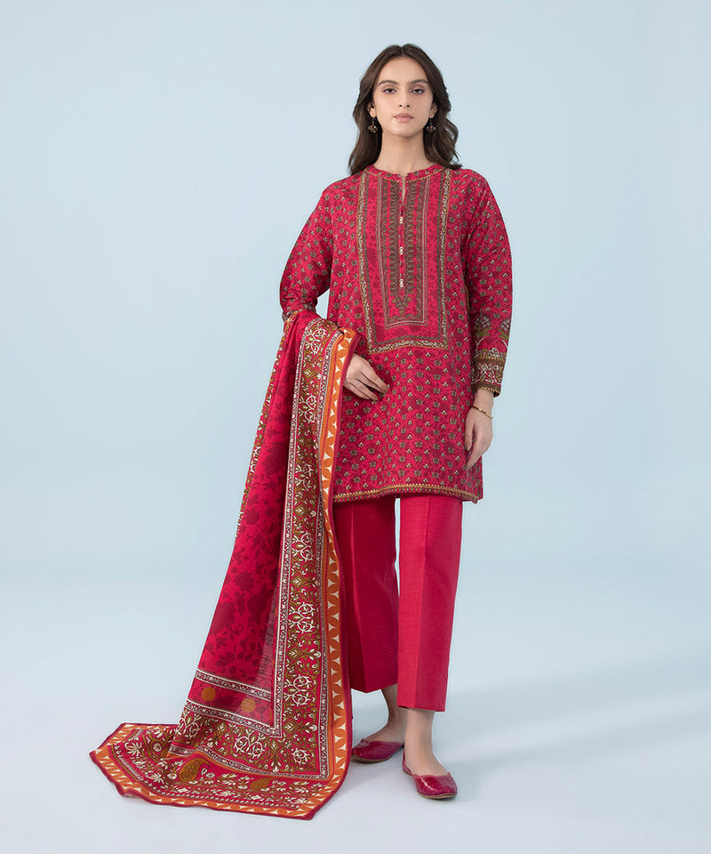 3 Piece - Printed Khaddar Suit