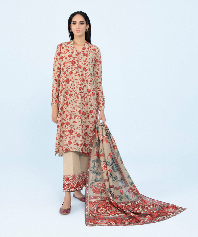 3 Piece - Printed Khaddar Suit