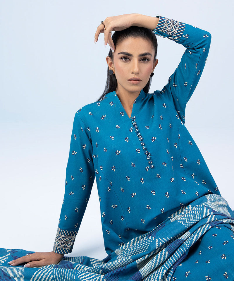 3 Piece - Printed Khaddar Suit